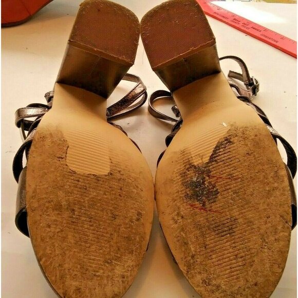 New look brand women's size 9 M open toe sandals high Heel shoes gold - Picture 5 of 5